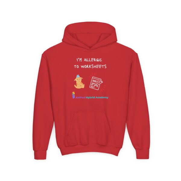 Allergic to Worksheets - Youth Heavy Blend Hooded Sweatshirt - Image 17
