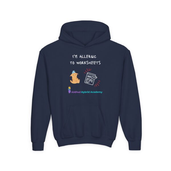 Allergic to Worksheets - Youth Heavy Blend Hooded Sweatshirt - Image 13