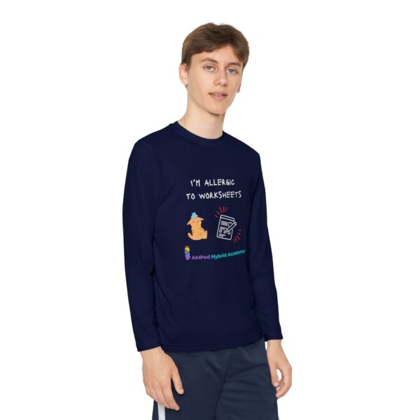 Youth Long Sleeve Tee - "I'm Allergic to Worksheets" Kid's Shirt - Image 43