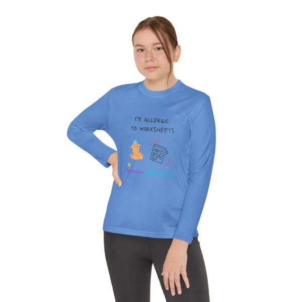 Youth Long Sleeve Tee - "I'm Allergic to Worksheets" Kid's Shirt - Image 36