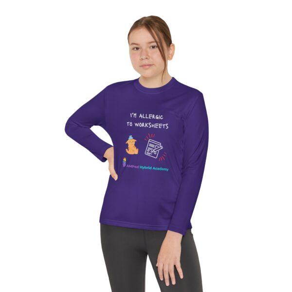 Youth Long Sleeve Tee - "I'm Allergic to Worksheets" Kid's Shirt - Image 48