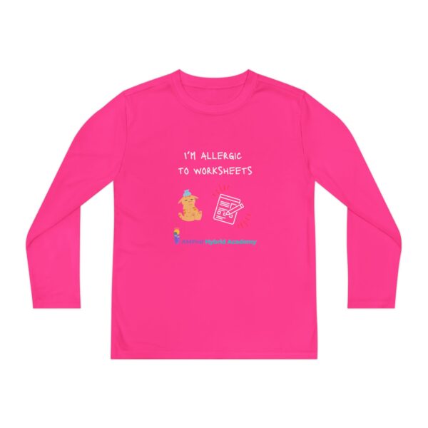 Youth Long Sleeve Tee - "I'm Allergic to Worksheets" Kid's Shirt - Image 2