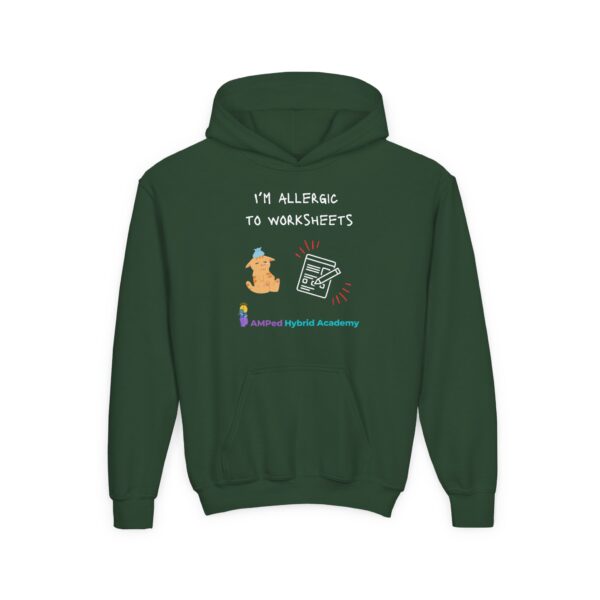 Allergic to Worksheets - Youth Heavy Blend Hooded Sweatshirt - Image 27