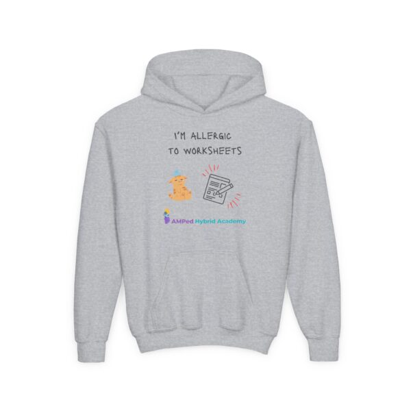 Allergic to Worksheets - Youth Heavy Blend Hooded Sweatshirt - Image 21