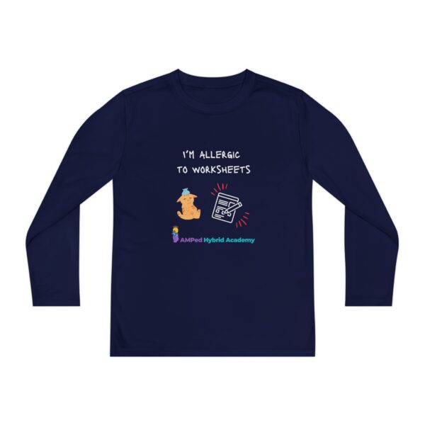 Youth Long Sleeve Tee - "I'm Allergic to Worksheets" Kid's Shirt - Image 41