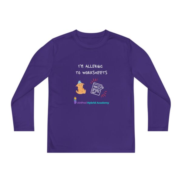 Youth Long Sleeve Tee - "I'm Allergic to Worksheets" Kid's Shirt - Image 45