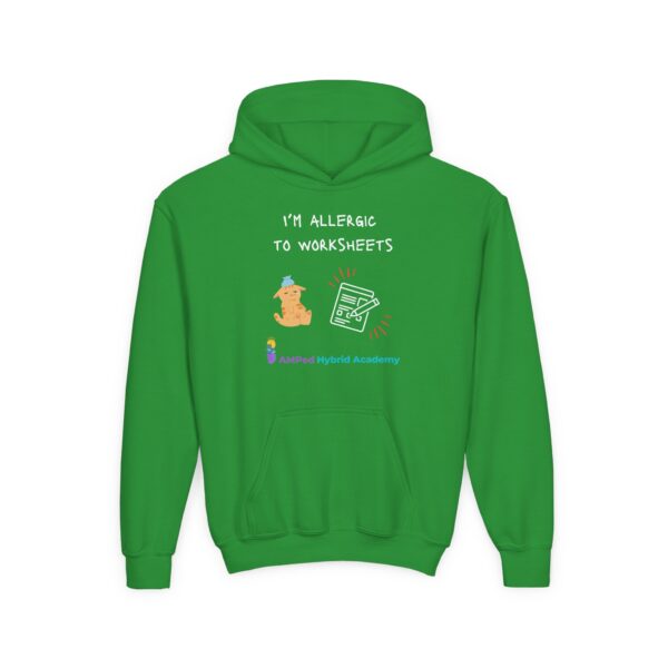 Allergic to Worksheets - Youth Heavy Blend Hooded Sweatshirt - Image 7