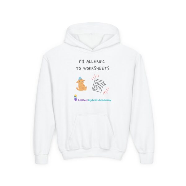 Allergic to Worksheets - Youth Heavy Blend Hooded Sweatshirt - Image 23