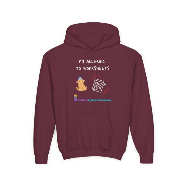 Allergic to Worksheets - Youth Heavy Blend Hooded Sweatshirt - Image 11