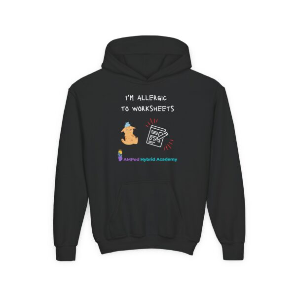Allergic to Worksheets - Youth Heavy Blend Hooded Sweatshirt - Image 25