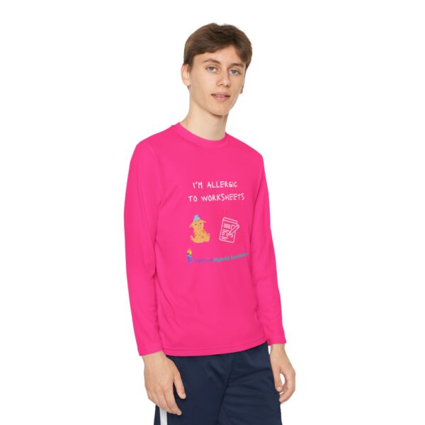 Youth Long Sleeve Tee - "I'm Allergic to Worksheets" Kid's Shirt - Image 4