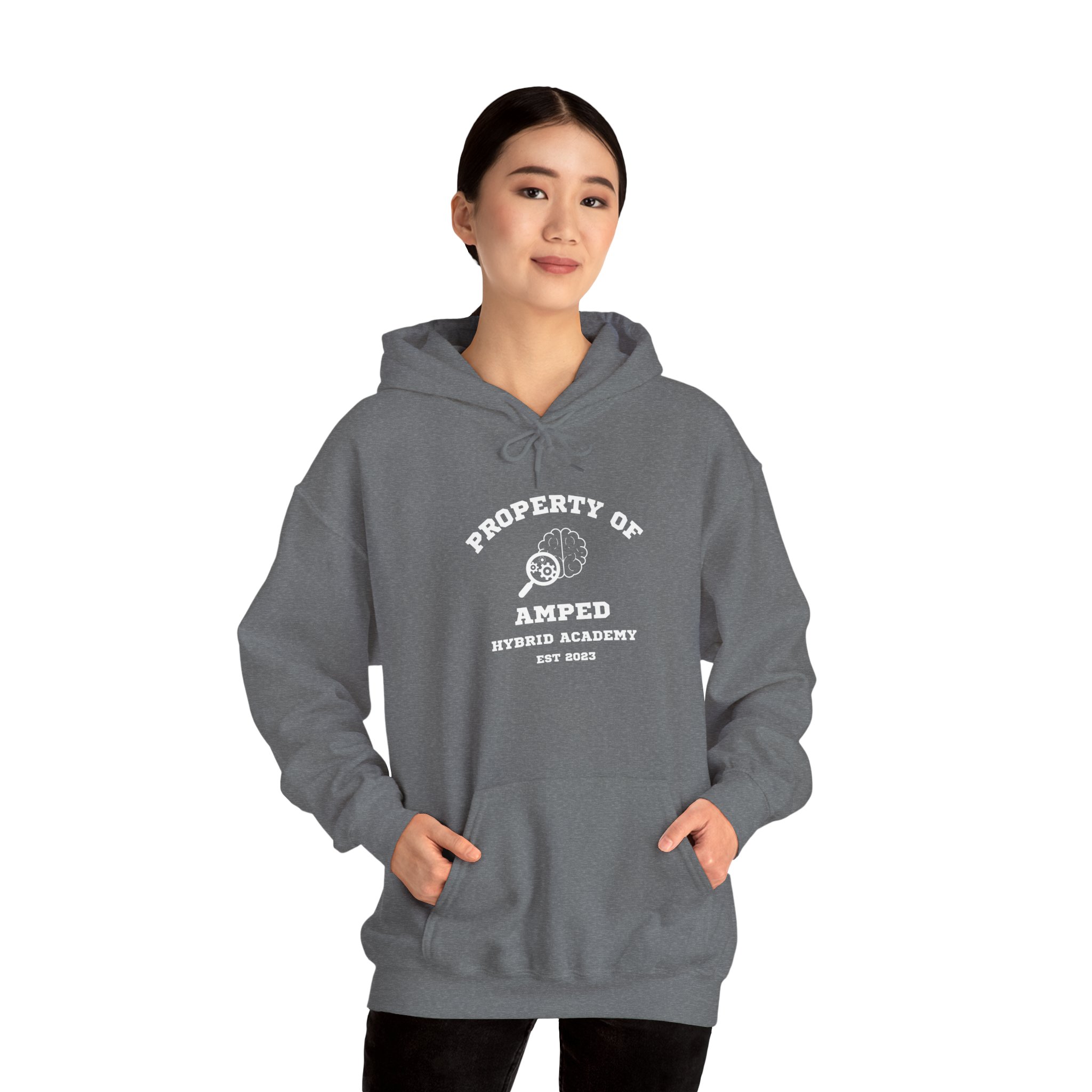 Property of AMPed Hybrid Academy Unisex Hooded Sweatshirt, Cozy Hoodie - Image 19