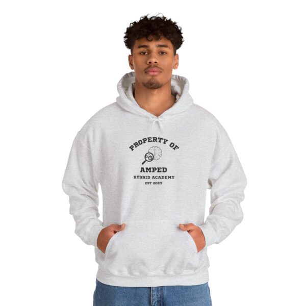 Property of AMPed Hybrid Academy Unisex Hooded Sweatshirt, Cozy Hoodie - Image 10
