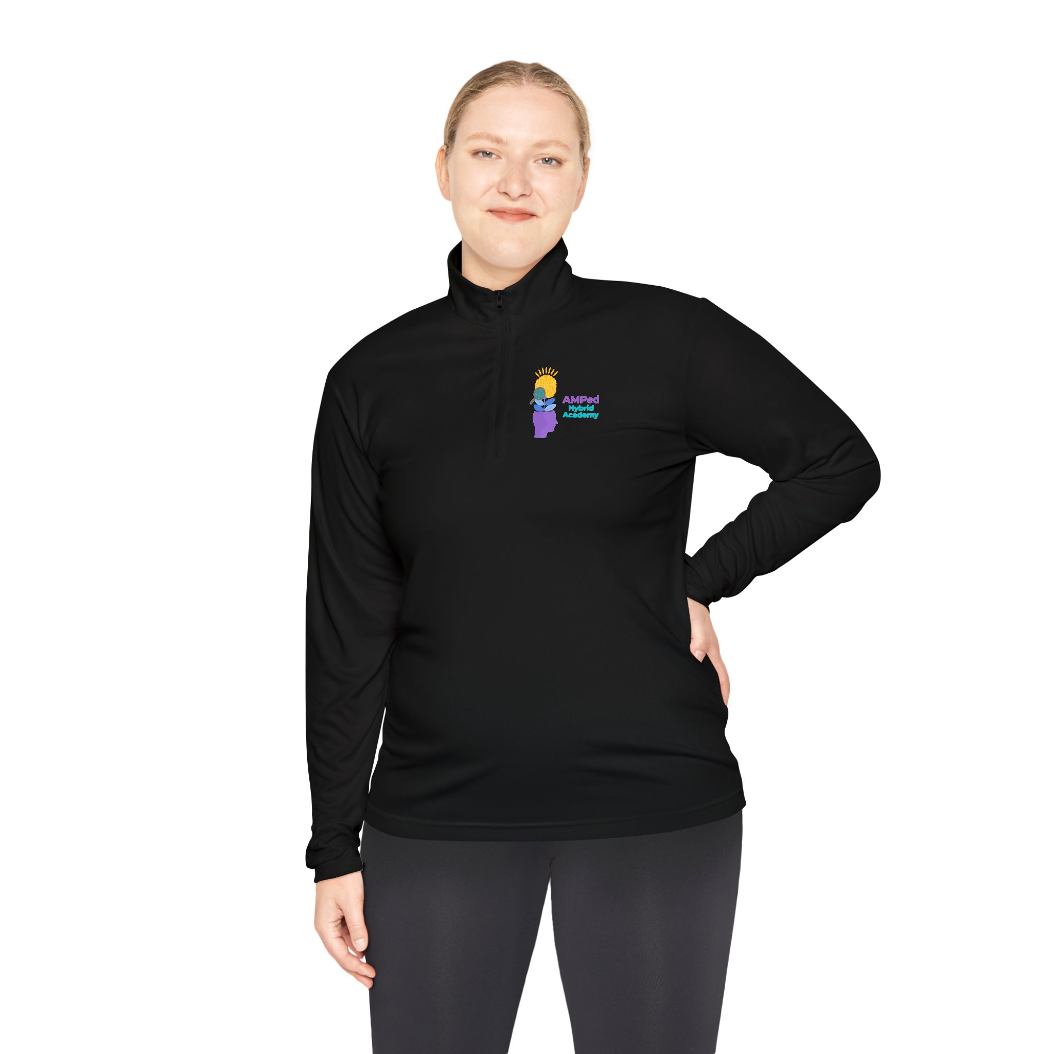 AMPed Hybrid Academy - Cozy Unisex Quarter-Zip Pullover - Image 11