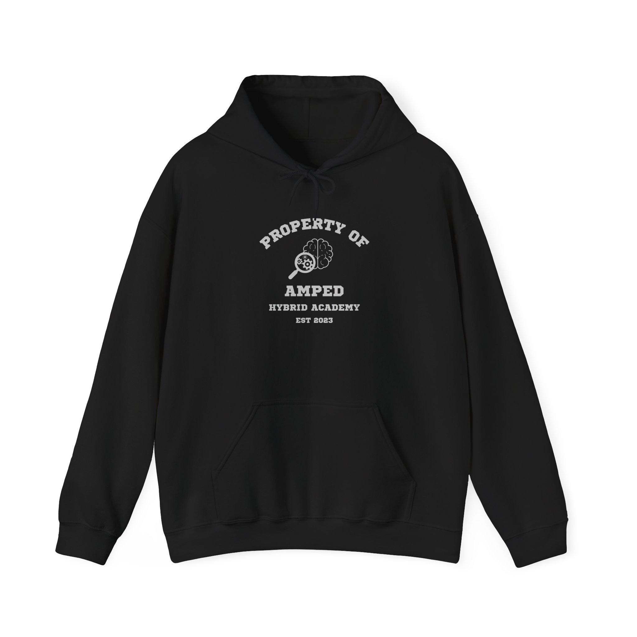Property of AMPed Hybrid Academy Unisex Hooded Sweatshirt, Cozy Hoodie - Image 12