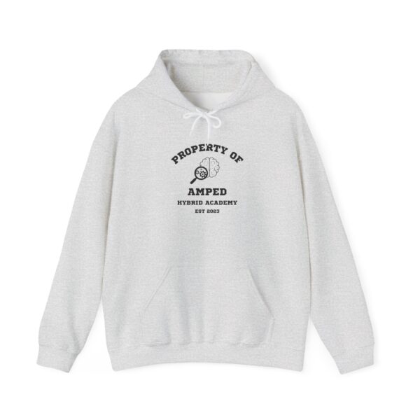 Property of AMPed Hybrid Academy Unisex Hooded Sweatshirt, Cozy Hoodie - Image 7
