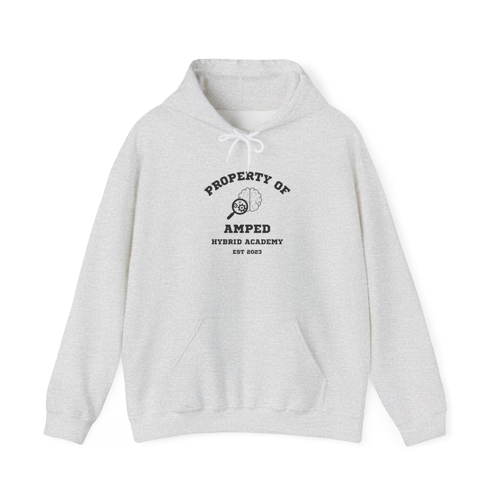Property of AMPed Hybrid Academy Unisex Hooded Sweatshirt, Cozy Hoodie - Image 7