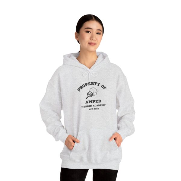Property of AMPed Hybrid Academy Unisex Hooded Sweatshirt, Cozy Hoodie - Image 9