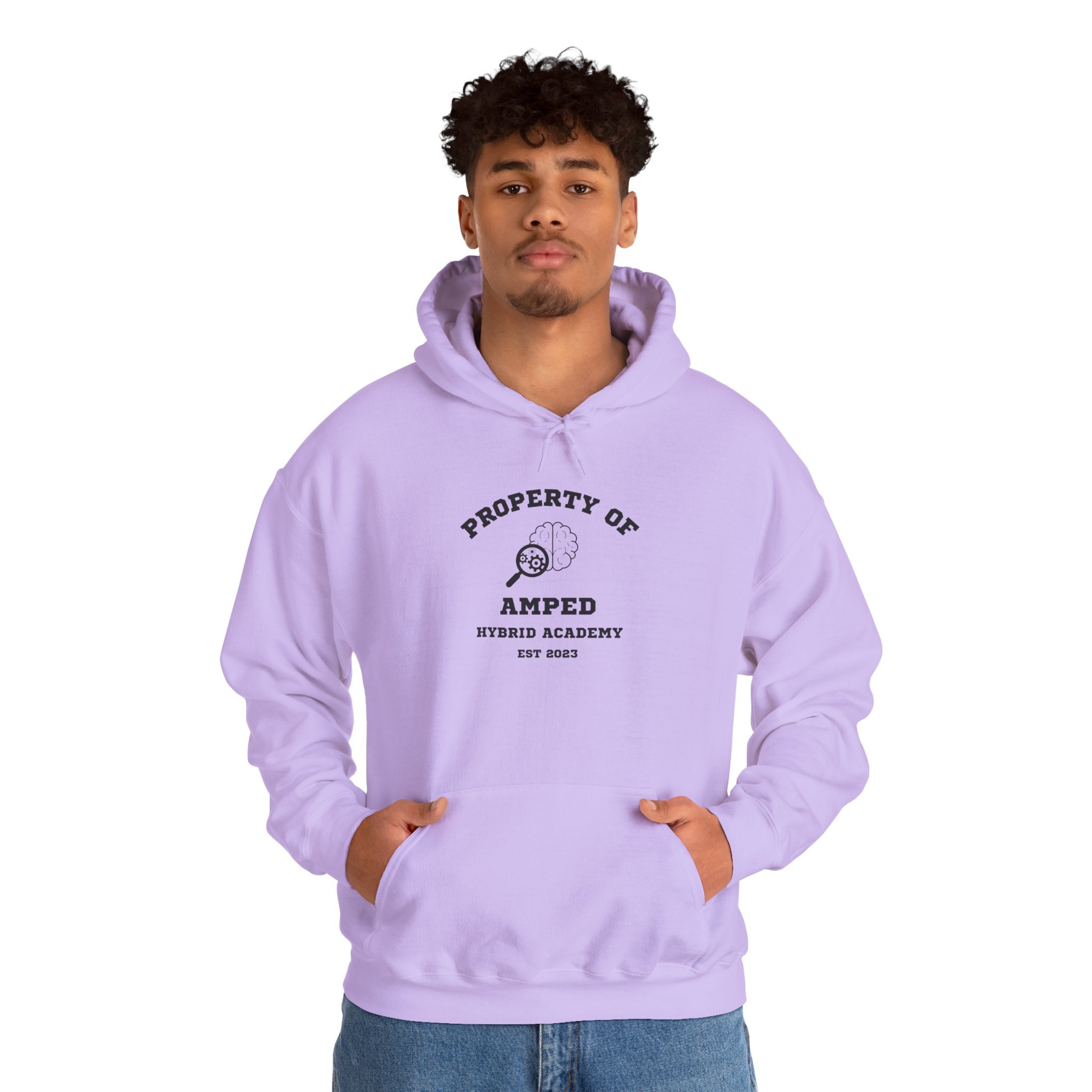 Property of AMPed Hybrid Academy Unisex Hooded Sweatshirt, Cozy Hoodie - Image 30