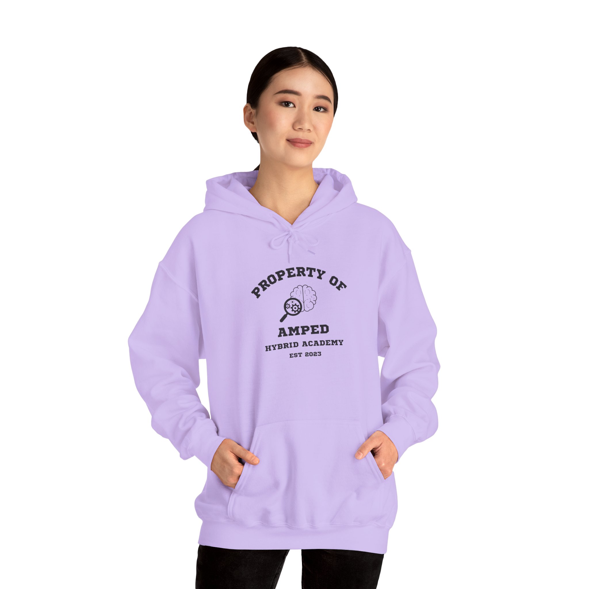 Property of AMPed Hybrid Academy Unisex Hooded Sweatshirt, Cozy Hoodie - Image 29
