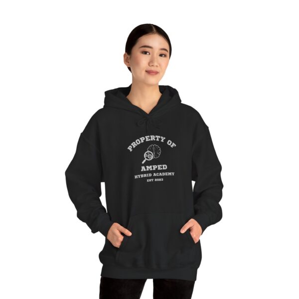 Property of AMPed Hybrid Academy Unisex Hooded Sweatshirt, Cozy Hoodie - Image 14