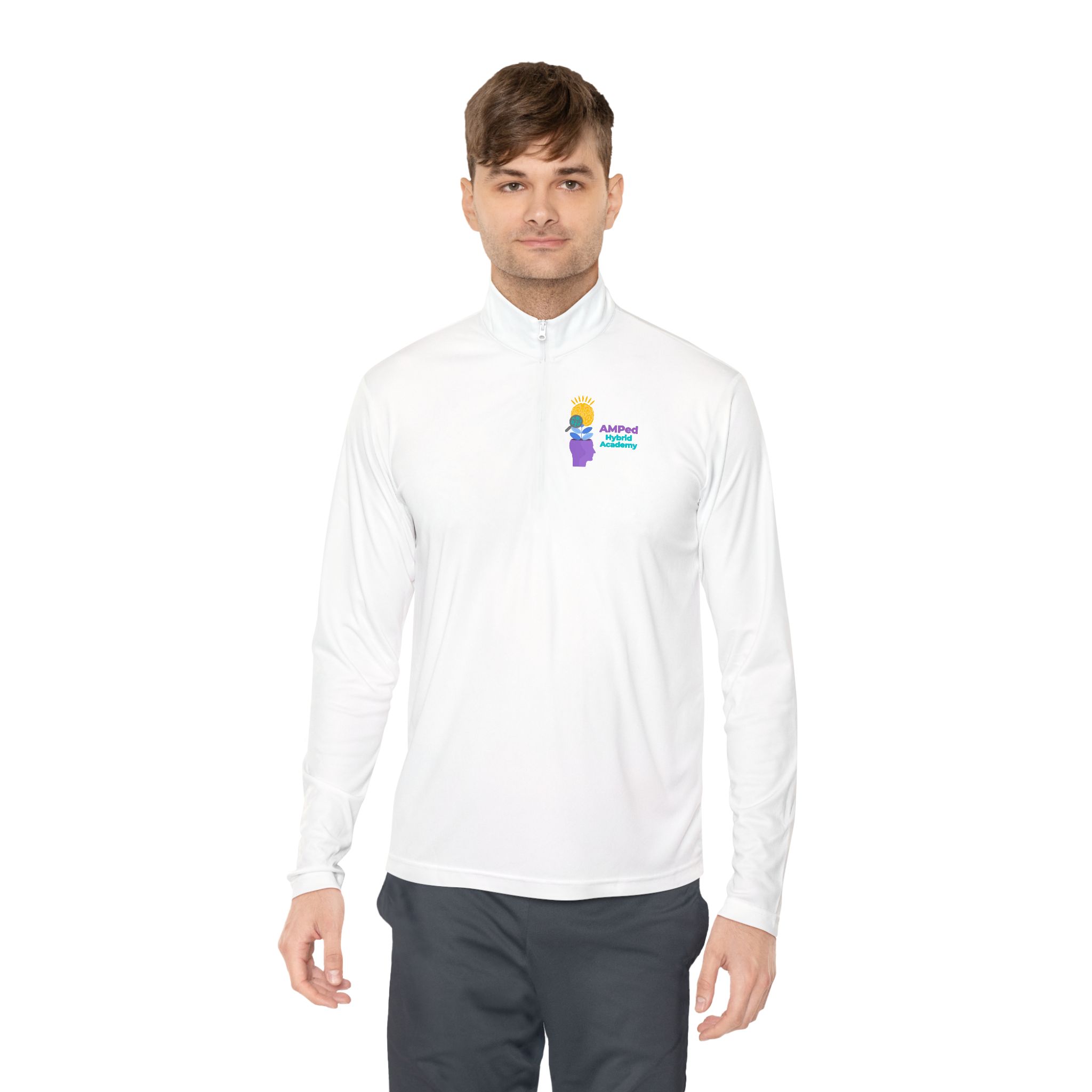 AMPed Hybrid Academy - Cozy Unisex Quarter-Zip Pullover - Image 4