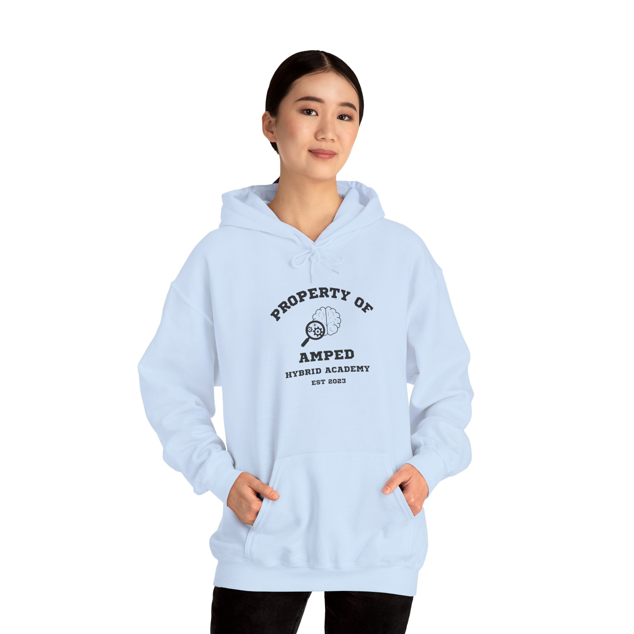 Property of AMPed Hybrid Academy Unisex Hooded Sweatshirt, Cozy Hoodie - Image 24