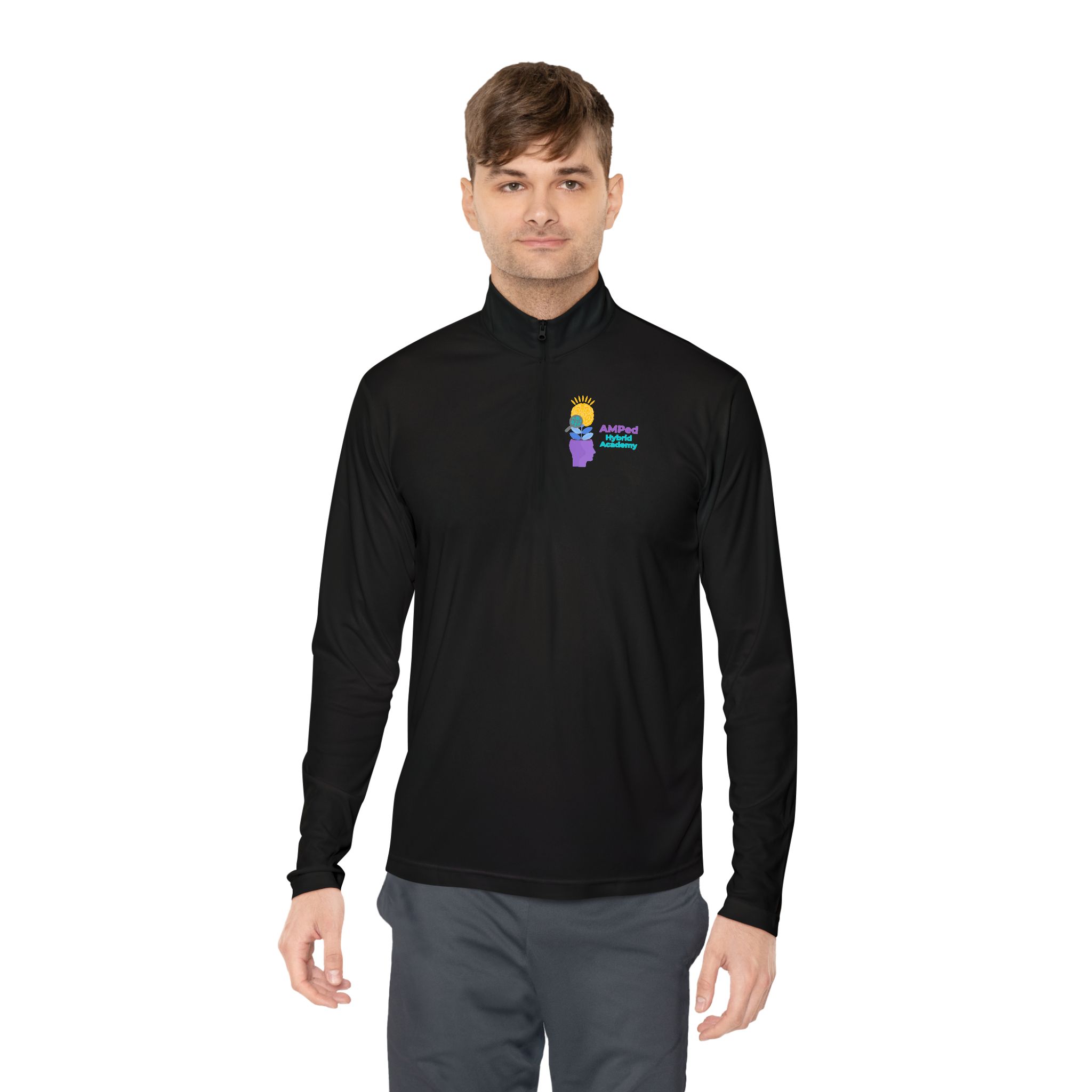 AMPed Hybrid Academy - Cozy Unisex Quarter-Zip Pullover - Image 12