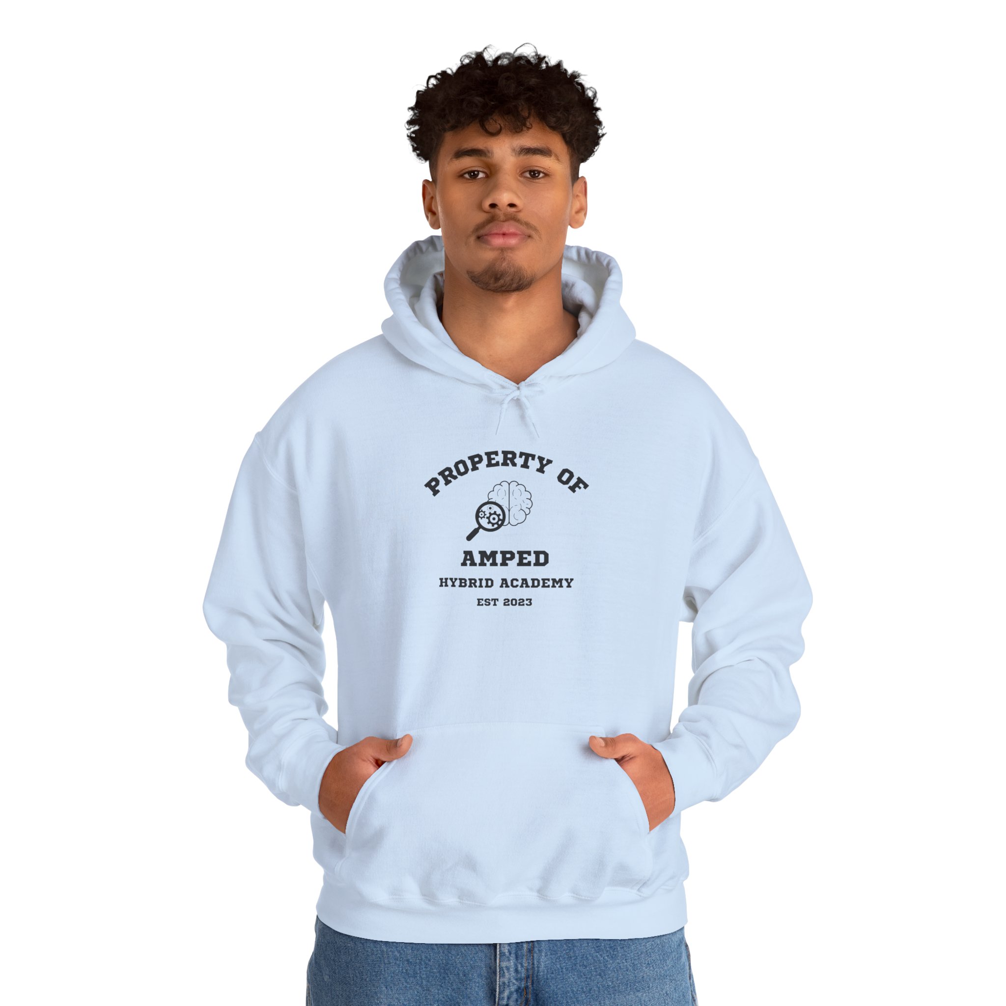Property of AMPed Hybrid Academy Unisex Hooded Sweatshirt, Cozy Hoodie - Image 25