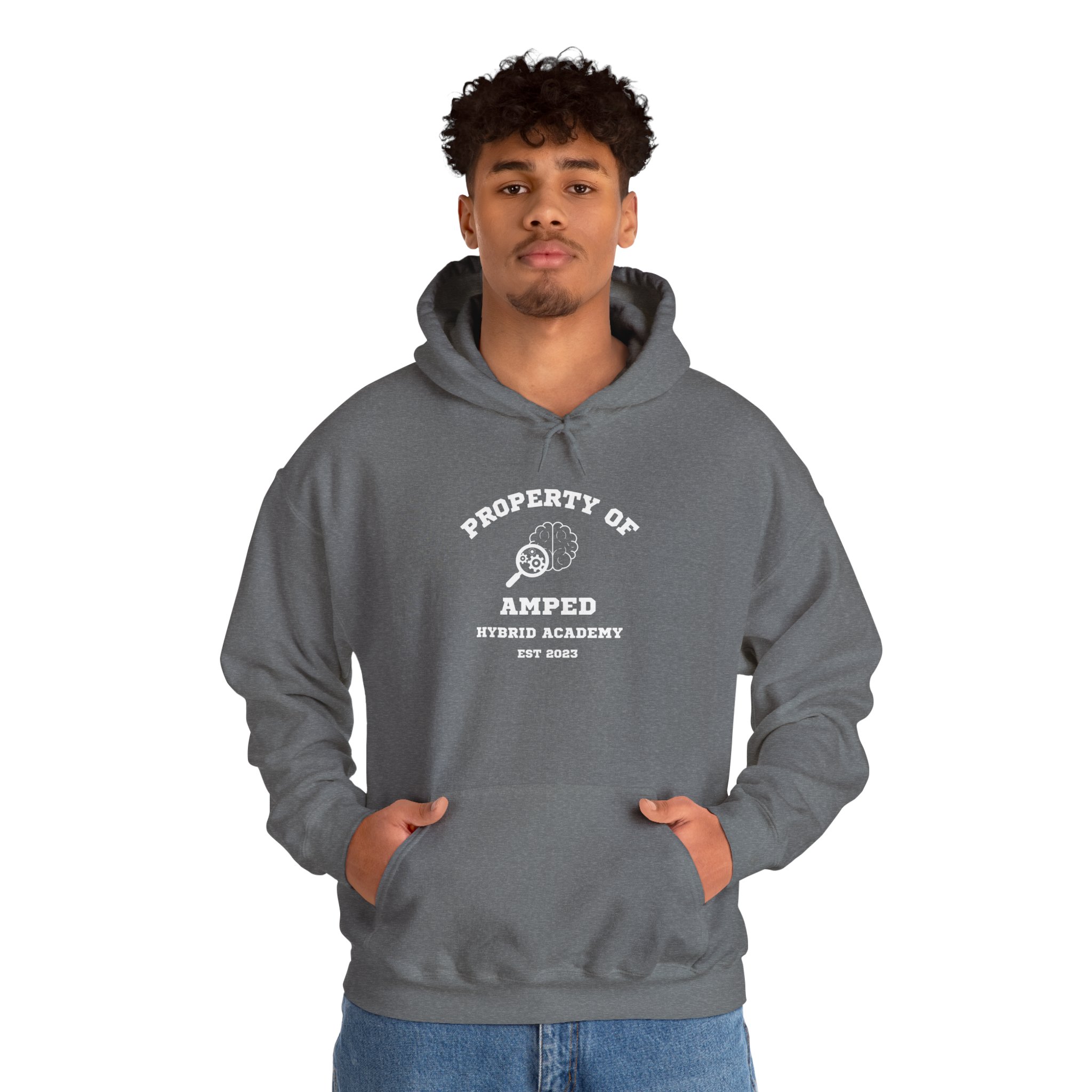 Property of AMPed Hybrid Academy Unisex Hooded Sweatshirt, Cozy Hoodie - Image 20