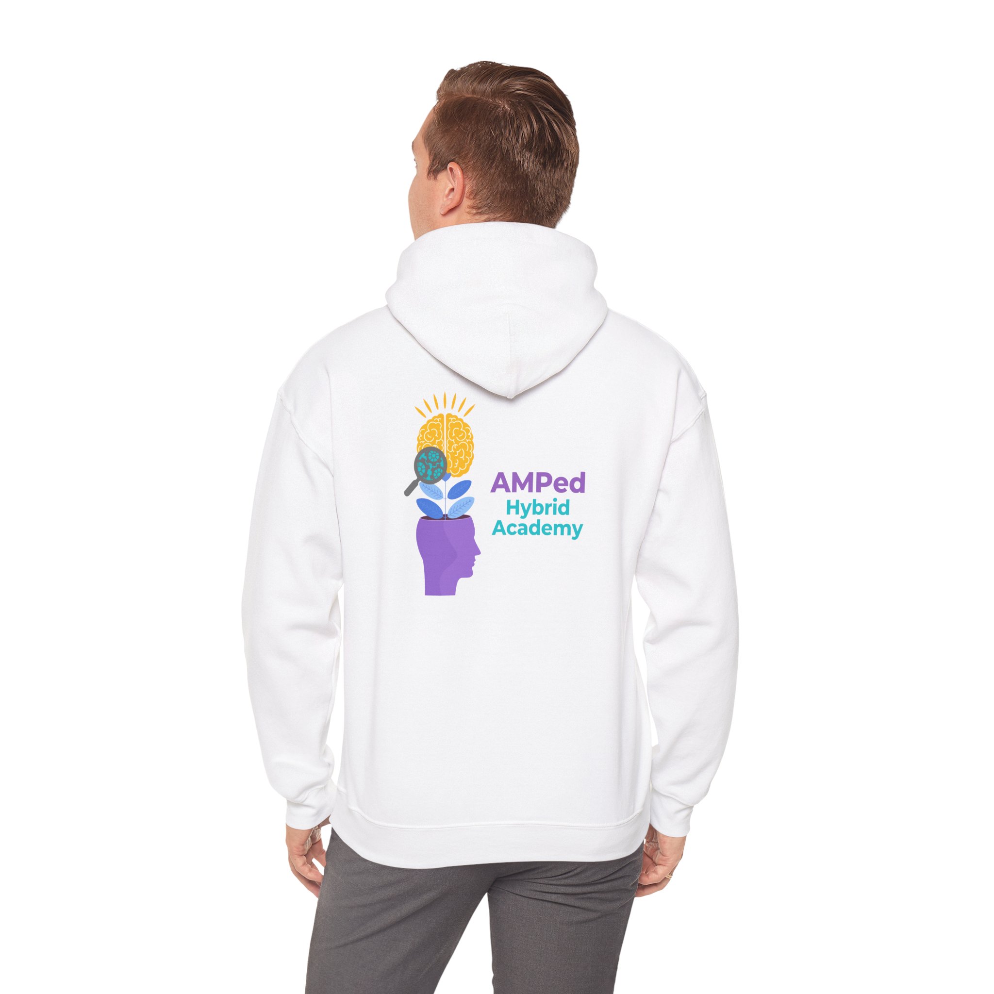 AMPed Hybrid Academy Back Logo - Unisex Hooded Sweatshirt, Cozy Hoodie - Image 5