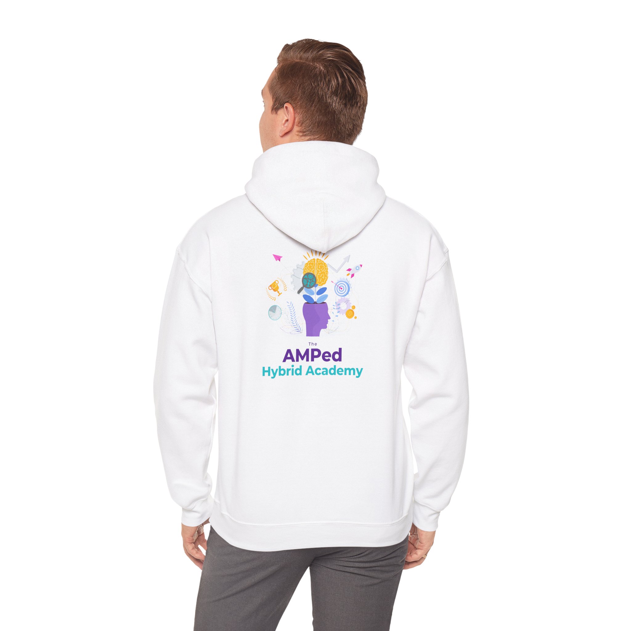 Property of AMPed Hybrid Academy Unisex Hooded Sweatshirt, Cozy Hoodie - Image 5